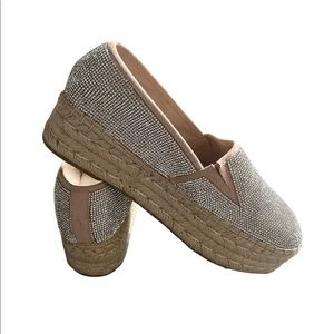 Steve Madden Alexia Crystal and Jute Espadrille, Women’s Size 8, Platform NEW